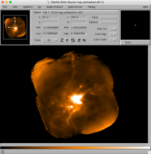 Map of G34.3+0.2 tutorial data with external mask applied.