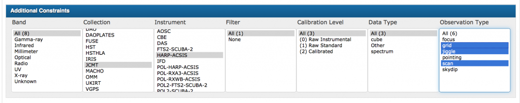 CADc Search additional constraints section