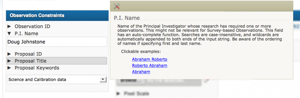 CADC Observation constraints