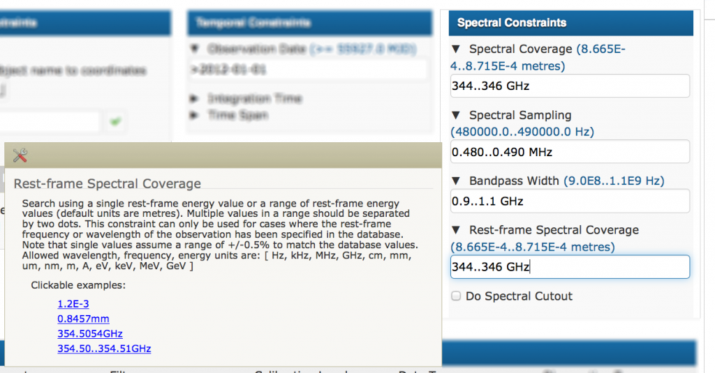 CADC Search: Spectral constraints.